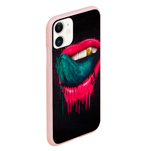 Чехол iPhone 11 матовый Ядовитый поцелуй / 3D-Светло-розовый – фото 2