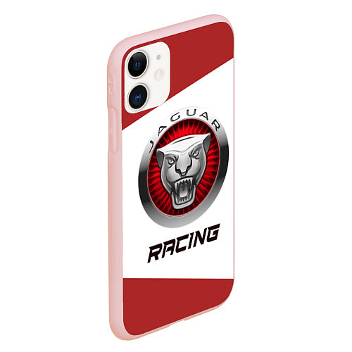 Чехол iPhone 11 матовый Ягуар - Racing / 3D-Светло-розовый – фото 2