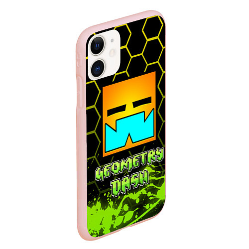 Чехол iPhone 11 матовый Geometry Dash / 3D-Светло-розовый – фото 2