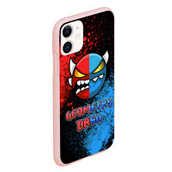 Чехол iPhone 11 матовый Geometry Dash Red Blue, цвет: 3D-светло-розовый — фото 2