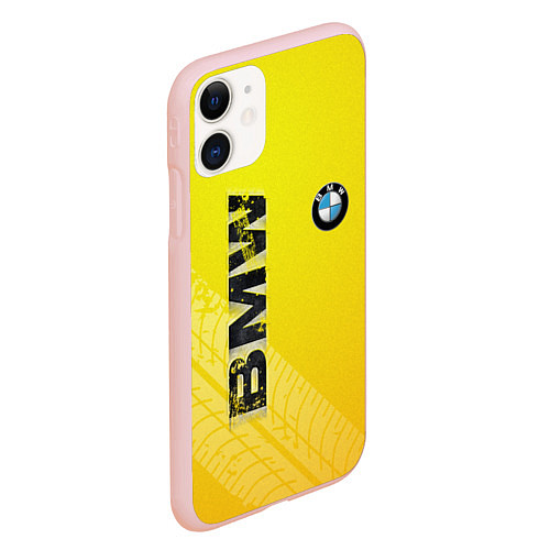 Чехол iPhone 11 матовый BMW СЛЕДЫ ШИН БМВ / 3D-Светло-розовый – фото 2