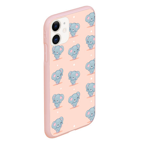 Чехол iPhone 11 матовый Слоники / 3D-Светло-розовый – фото 2