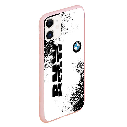Чехол iPhone 11 матовый BMW БМВ РАЗРЕЗАННОЕ ЛОГО / 3D-Светло-розовый – фото 2