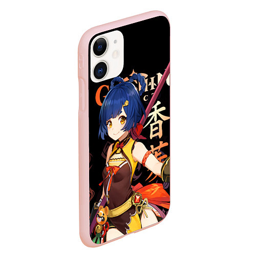 Чехол iPhone 11 матовый Сян Лин Genshin Impact / 3D-Светло-розовый – фото 2