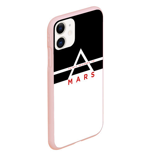 Чехол iPhone 11 матовый Thirty Seconds to Mars черно-белая / 3D-Светло-розовый – фото 2