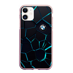 Чехол iPhone 11 матовый BMW 3D плиты с подсветкой, цвет: 3D-светло-розовый