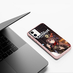 Чехол iPhone 11 матовый Hu Tao, цвет: 3D-светло-розовый — фото 2