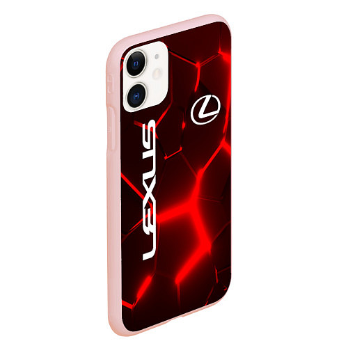 Чехол iPhone 11 матовый ЛЕКСУС КРАСНЫЕ 3Д ПЛИТЫ / 3D-Светло-розовый – фото 2