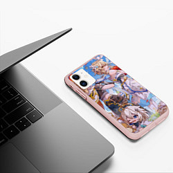 Чехол iPhone 11 матовый Genshin impact день рождение, цвет: 3D-светло-розовый — фото 2