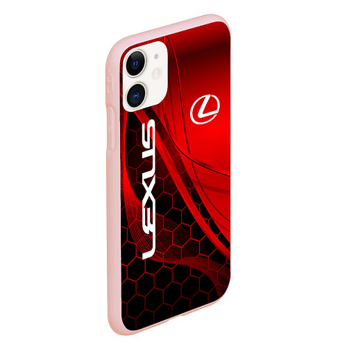 Чехол iPhone 11 матовый LEXUS RED GEOMETRY ЛЕКСУС / 3D-Светло-розовый – фото 2