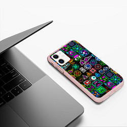 Чехол iPhone 11 матовый Geometry Dash: Heroes, цвет: 3D-светло-розовый — фото 2