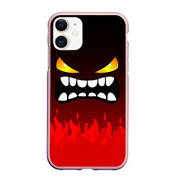 Чехол iPhone 11 матовый Geometry Dash: Anger Smile, цвет: 3D-светло-розовый