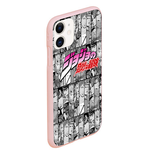 Чехол iPhone 11 матовый JOJOS BIZARRE ADVENTURE ЧЁРНО БЕЛОЕ / 3D-Светло-розовый – фото 2