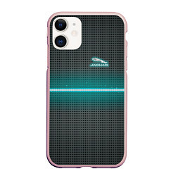 Чехол iPhone 11 матовый Jaguar blue neon theme, цвет: 3D-светло-розовый