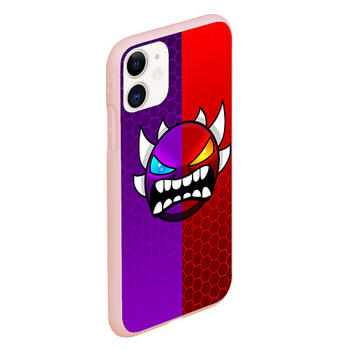 Чехол iPhone 11 матовый Geometry Dash: Violet x Red / 3D-Светло-розовый – фото 2