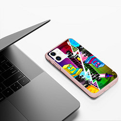 Чехол iPhone 11 матовый Geometry Dash: Parallel Worlds, цвет: 3D-светло-розовый — фото 2