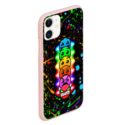 Чехол iPhone 11 матовый Geometry Dash: Splashes of Paint, цвет: 3D-светло-розовый — фото 2