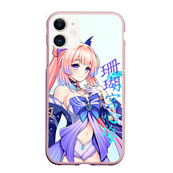 Чехол iPhone 11 матовый Кокоми - Геншин Импакт, цвет: 3D-светло-розовый