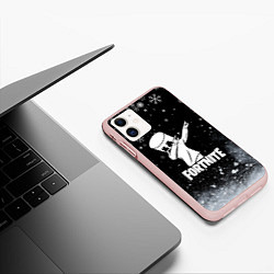 Чехол iPhone 11 матовый НОВОГОДНИЙ FORTNITE MARSHMELLO, цвет: 3D-светло-розовый — фото 2
