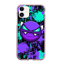 Чехол iPhone 11 матовый GEOMETRY DASH NEON DEMON LEVELS, НЕОНОВЫЕ БРЫЗГИ К, цвет: 3D-светло-розовый