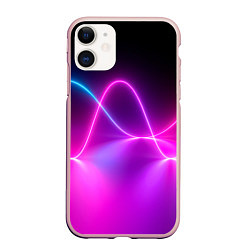 Чехол iPhone 11 матовый Лучи света pink theme, цвет: 3D-светло-розовый