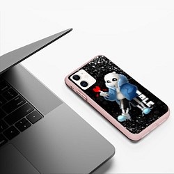 Чехол iPhone 11 матовый НОВОГОДНИЙ САНС UNDERTALE НОВЫЙ ГОД, цвет: 3D-светло-розовый — фото 2