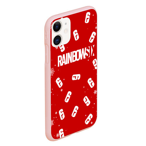 Чехол iPhone 11 матовый НОВОГОДНИЙ СВИТЕР RAINBOW SIX SIEGE / 3D-Светло-розовый – фото 2