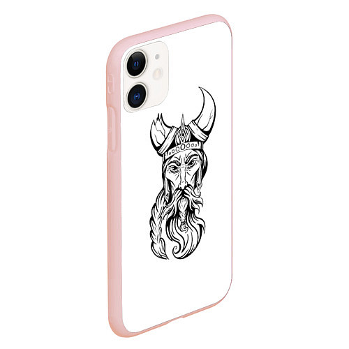 Чехол iPhone 11 матовый Грозный викинг / 3D-Светло-розовый – фото 2
