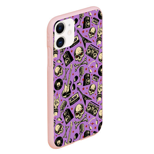 Чехол iPhone 11 матовый Rock n Roll alive! / 3D-Светло-розовый – фото 2