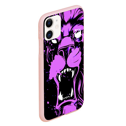 Чехол iPhone 11 матовый Neon pink lion / 3D-Светло-розовый – фото 2