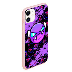 Чехол iPhone 11 матовый Геометри Дэш фиолетовый Geometry Dash, цвет: 3D-светло-розовый — фото 2