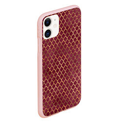 Чехол iPhone 11 матовый Gold & Red pattern, цвет: 3D-светло-розовый — фото 2