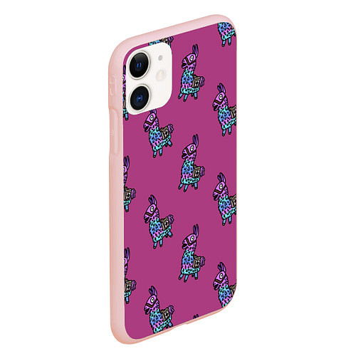 Чехол iPhone 11 матовый Фортнайт лама Fortnite lama / 3D-Светло-розовый – фото 2