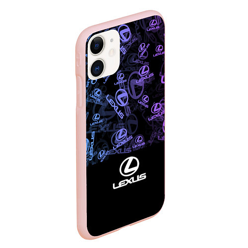 Чехол iPhone 11 матовый LEXUS LOGO NEON PATTERN / 3D-Светло-розовый – фото 2