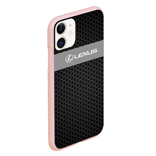 Чехол iPhone 11 матовый Lexus соты / 3D-Светло-розовый – фото 2