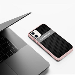 Чехол iPhone 11 матовый Lexus соты, цвет: 3D-светло-розовый — фото 2