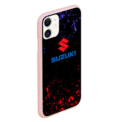 Чехол iPhone 11 матовый SUZUKI брызги красок, цвет: 3D-светло-розовый — фото 2