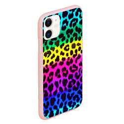 Чехол iPhone 11 матовый Leopard Pattern Neon, цвет: 3D-светло-розовый — фото 2