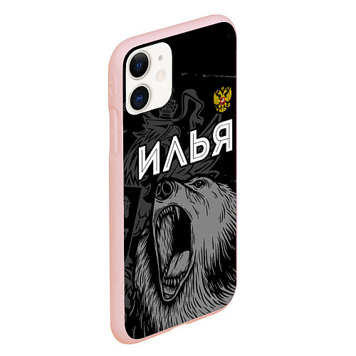 Чехол iPhone 11 матовый Илья Россия Медведь / 3D-Светло-розовый – фото 2
