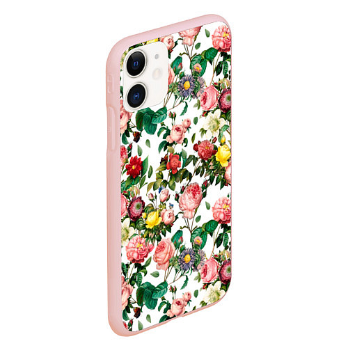 Чехол iPhone 11 матовый Узор из летних роз Summer Roses Pattern / 3D-Светло-розовый – фото 2