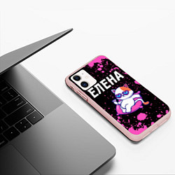 Чехол iPhone 11 матовый Елена - КОШЕЧКА - Краска, цвет: 3D-светло-розовый — фото 2