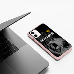 Чехол iPhone 11 матовый Тимофей Россия Медведь, цвет: 3D-светло-розовый — фото 2
