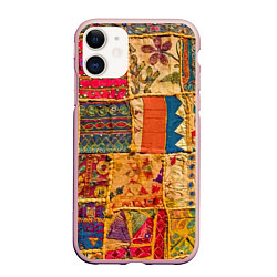 Чехол iPhone 11 матовый Пэчворк Лоскутное одеяло Patchwork Quilt, цвет: 3D-светло-розовый