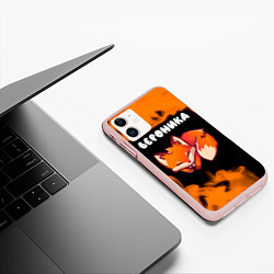 Чехол iPhone 11 матовый Вероника - ЛИСИЧКА - Пламя, цвет: 3D-светло-розовый — фото 2