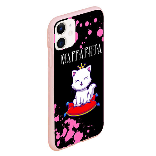 Чехол iPhone 11 матовый Маргарита КОШКА Брызги / 3D-Светло-розовый – фото 2