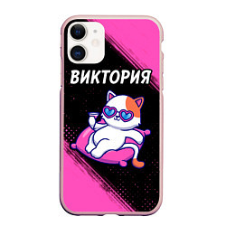 Чехол iPhone 11 матовый Виктория КОШЕЧКА Краски, цвет: 3D-светло-розовый