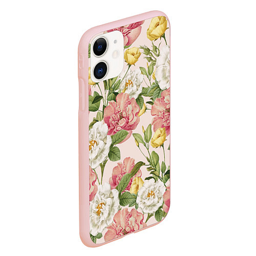 Чехол iPhone 11 матовый Цветы Английские Розы / 3D-Светло-розовый – фото 2