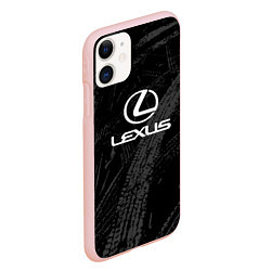 Чехол iPhone 11 матовый Lexus - следы шин, цвет: 3D-светло-розовый — фото 2