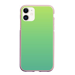 Чехол iPhone 11 матовый Shades of Green GRADIENT, цвет: 3D-светло-розовый