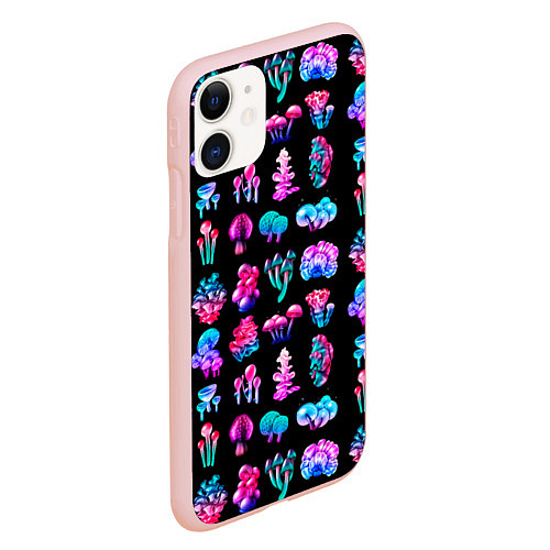 Чехол iPhone 11 матовый NEON MUSHROOMS / 3D-Светло-розовый – фото 2